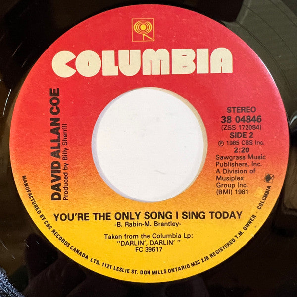 David Allan Coe : Don't Cry Darlin' (7", Single)