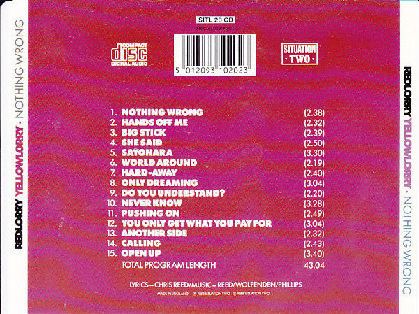 Red Lorry Yellow Lorry : Nothing Wrong (CD, Album, RE)