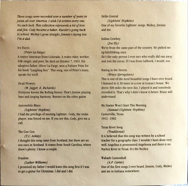 Townes Van Zandt : Roadsongs (CD, Album, RE)