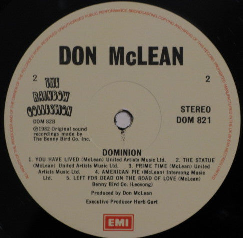 Don McLean : Dominion (Recorded Live) (2xLP, Gat)