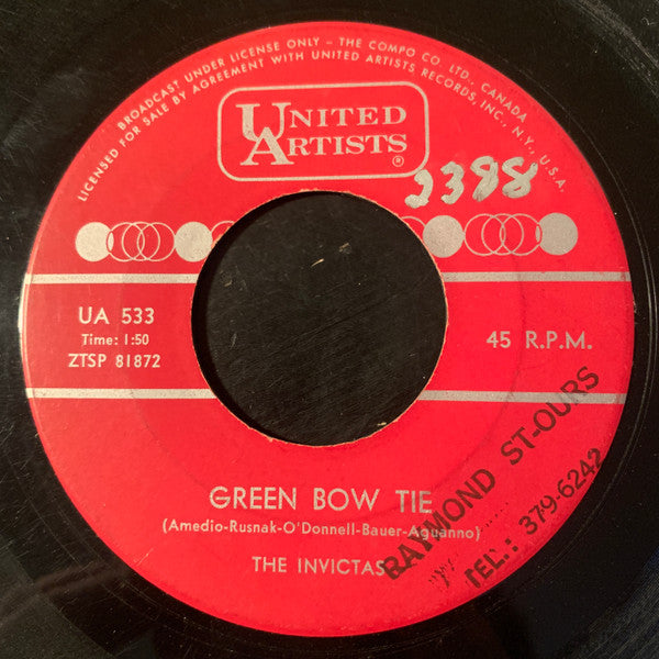 The Invictas (3) : Green Bow Tie / Touch Of Orchid (7", Single)
