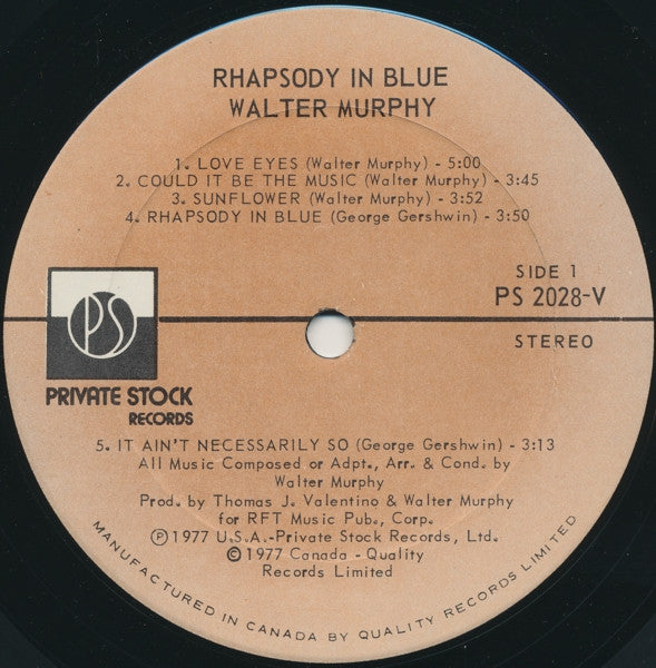 Walter Murphy : Rhapsody In Blue (LP, Album)