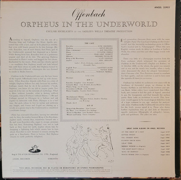 Offenbach*, Sadler's Wells Theatre : Orpheus In The Underworld Highlights In English (LP, Mono)