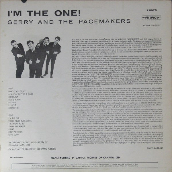 Gerry And The Pacemakers* : I'm The One! (LP, Album, Mono)