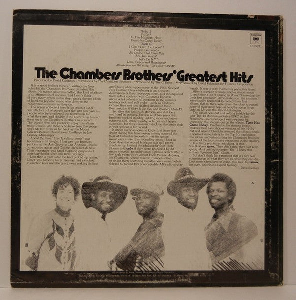 The Chambers Brothers : The Chambers Brothers' Greatest Hits (LP, Comp, RE)