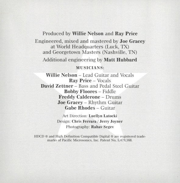 Willie Nelson And Ray Price : Run That By Me One More Time (HDCD, Album)