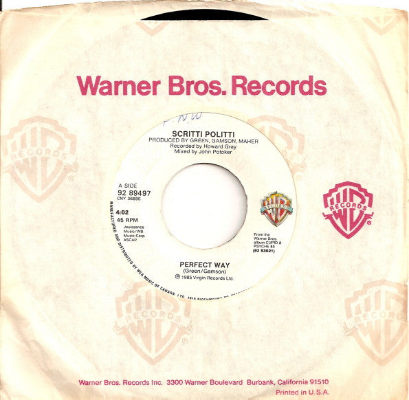 Scritti Politti : Perfect Way (7", Single)