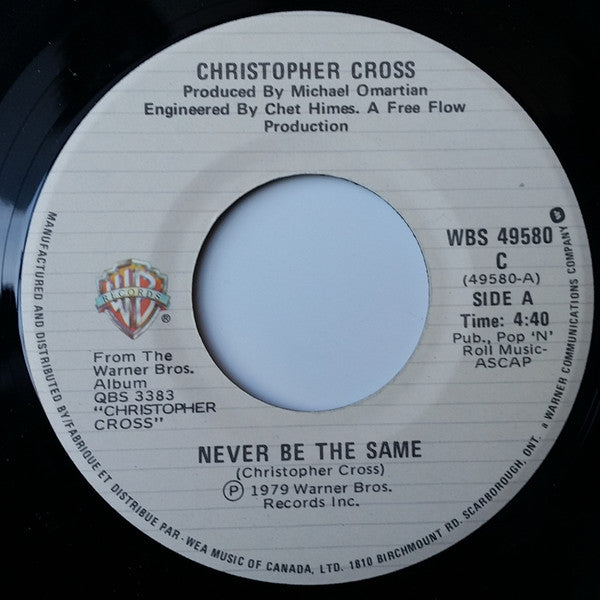 Christopher Cross : Never Be The Same (7", Single)