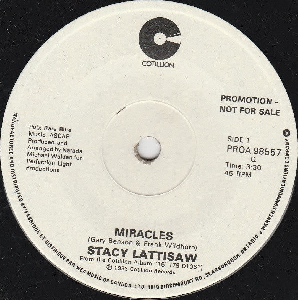 Stacy Lattisaw : Miracles / Black Pumps And Pink Lipstick (7", Promo)
