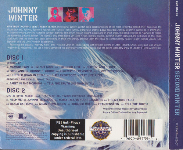 Johnny Winter : Second Winter (CD, Album, RE, RM + CD, Album, RE + Leg)