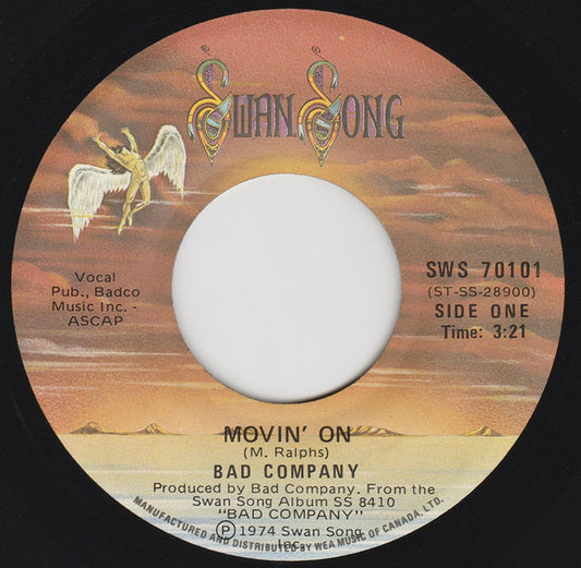 Bad Company (3) : Movin' On (7", Single)