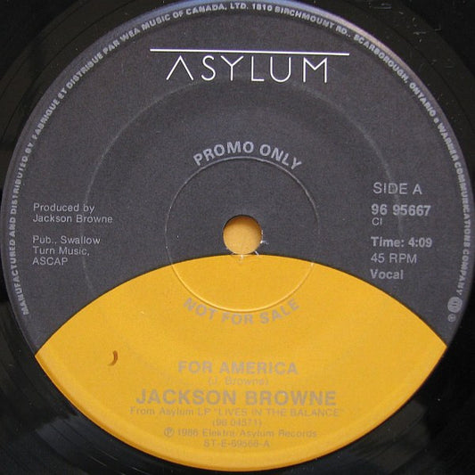 Jackson Browne : For America (7", Single, Promo)
