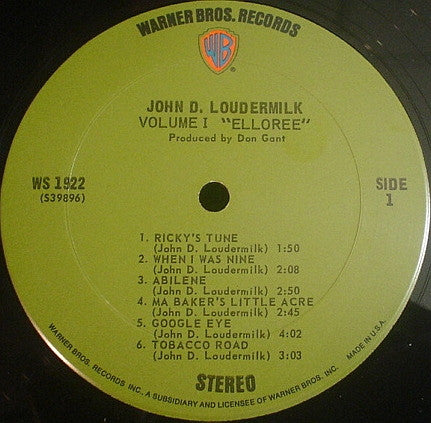 John D. Loudermilk : Volume 1 - Elloree (LP, Album)