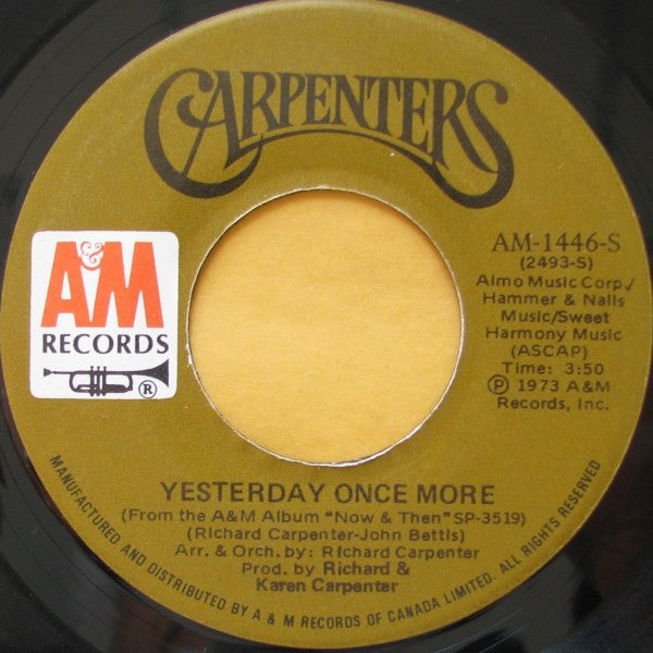 Carpenters : Yesterday Once More (7", Single)