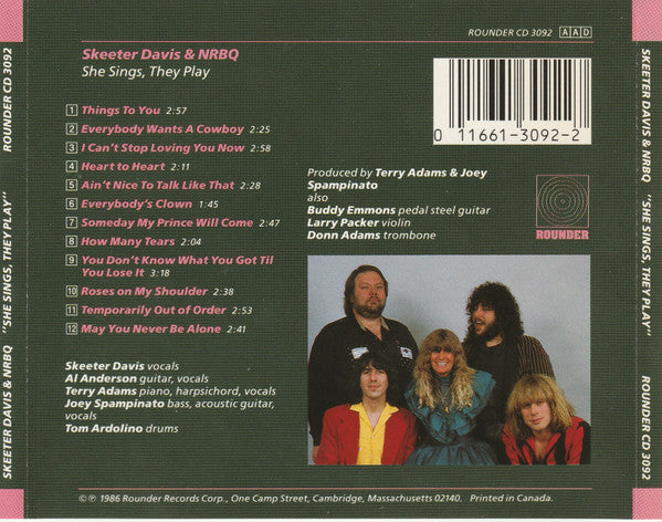 Skeeter Davis And NRBQ : She Sings, They Play (CD, Album)