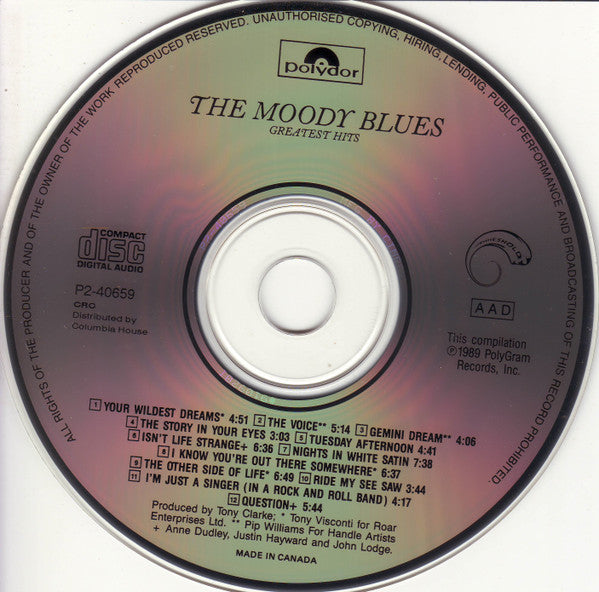 The Moody Blues : Greatest Hits (CD, Comp, Club)