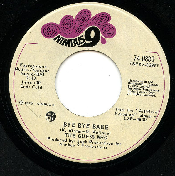 The Guess Who : Bye Bye Babe / Follow Your Daughter Home (7")