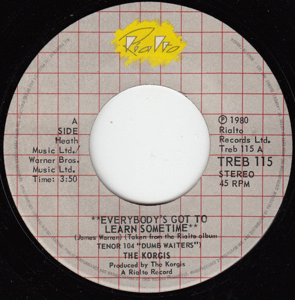 The Korgis : Everybody's Got To Learn Sometime (7")