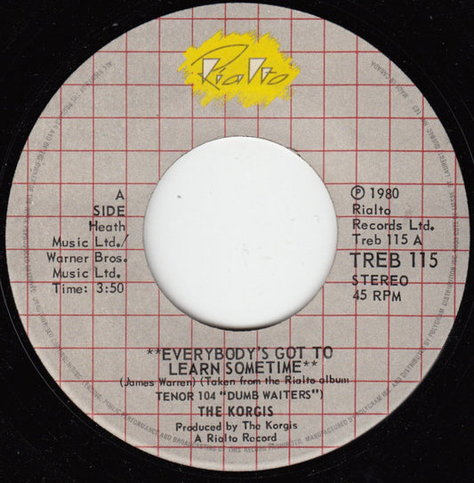 The Korgis : Everybody's Got To Learn Sometime (7")