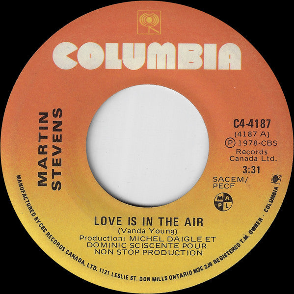 Martin Stevens : Love Is In The Air (7")