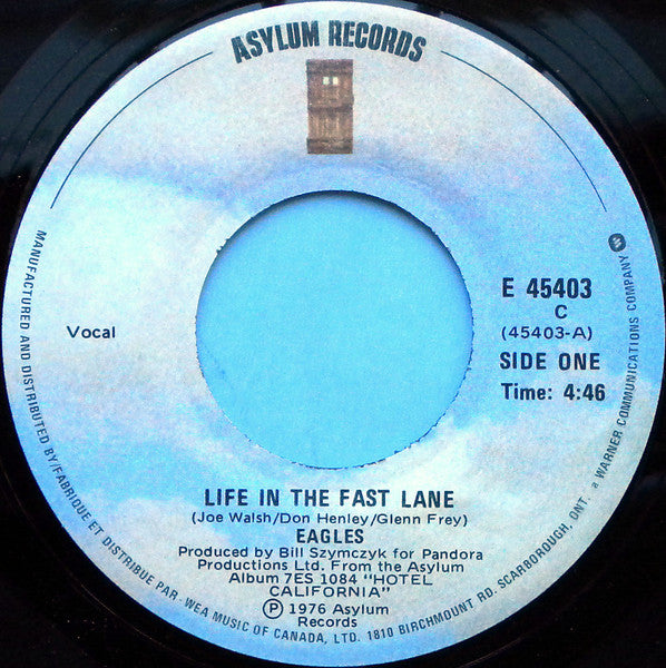 Eagles : Life In The Fast Lane (7", Single)