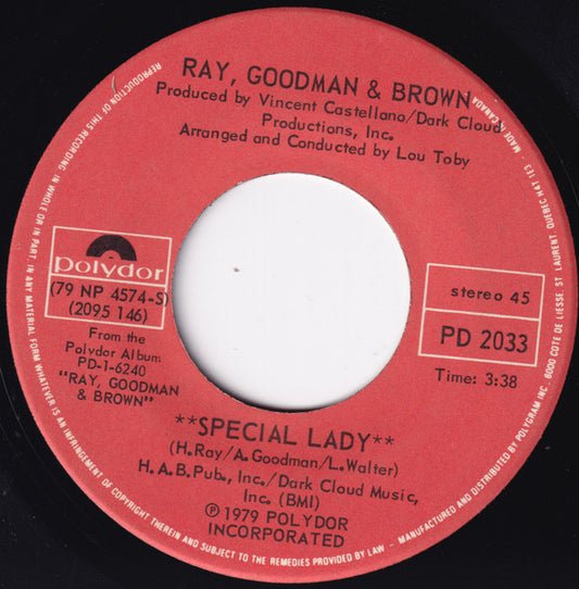 Ray, Goodman & Brown : Special Lady (7")