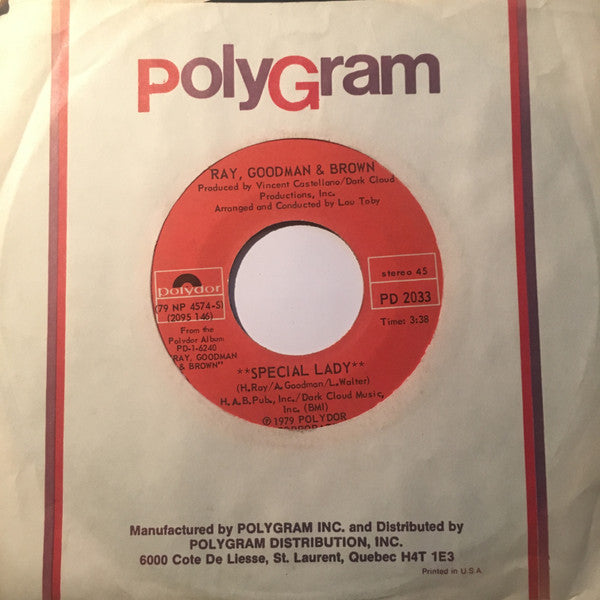 Ray, Goodman & Brown : Special Lady (7")