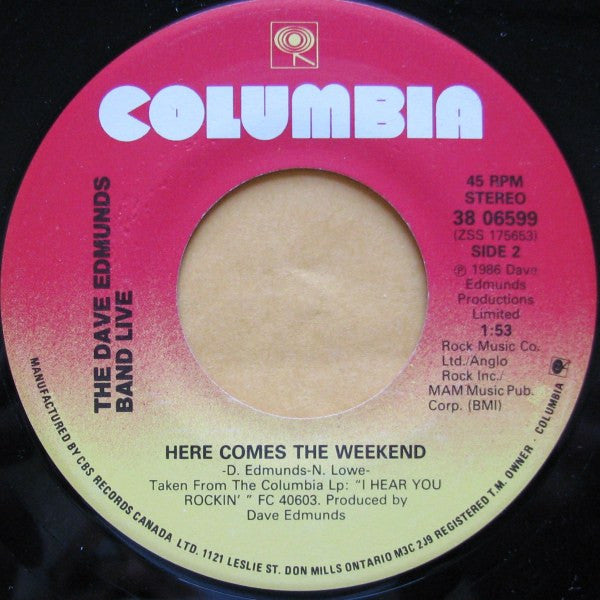 The Dave Edmunds Band Live* : The Wanderer (7", Single)