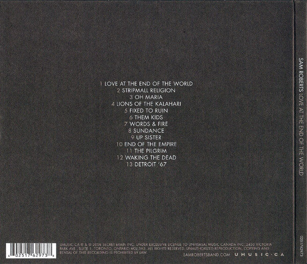 Sam Roberts : Love At The End Of The World (CD, Album, Dig)