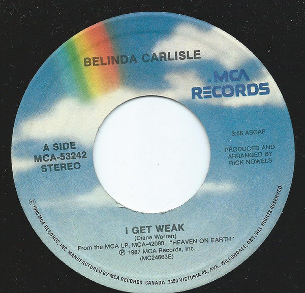 Belinda Carlisle : I Get Weak (7", Single)