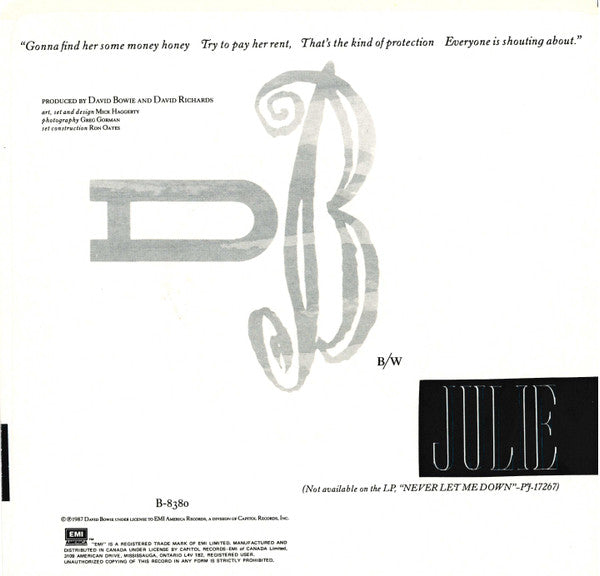 David Bowie : Day-In Day-Out (7", Single)
