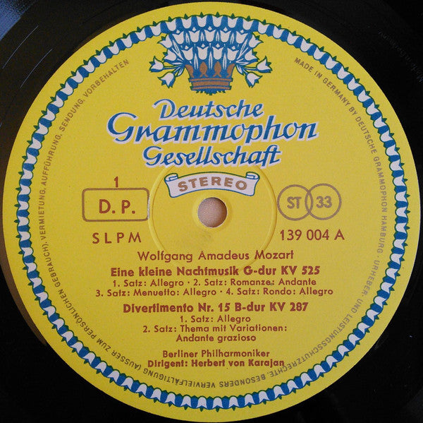 W.- A. Mozart*, Orchestre Philharmonique De Berlin* · Herbert von Karajan : Petite Musique De Nuit, Divertimento N° 15, KV 287 (LP, Album, Gat)