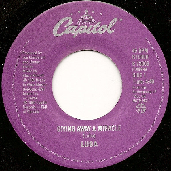 Luba : Giving Away A Miracle (7", Single)