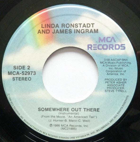 Linda Ronstadt And James Ingram : Somewhere Out There (7", Single)