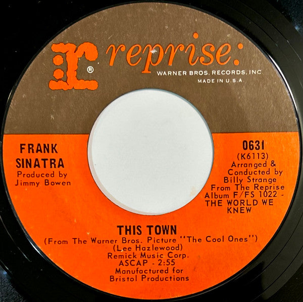 Frank Sinatra : This Town / This Is My Love (7", Single, Styrene, San)
