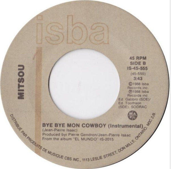 Mitsou : Bye Bye Mon Cowboy (7", Single)