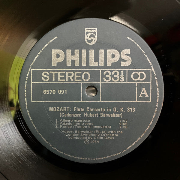 Mozart*, Hubert Barwahser, London Symphony Orchestra, Colin Davis* : The Flute Concertos (LP, Album, RE)