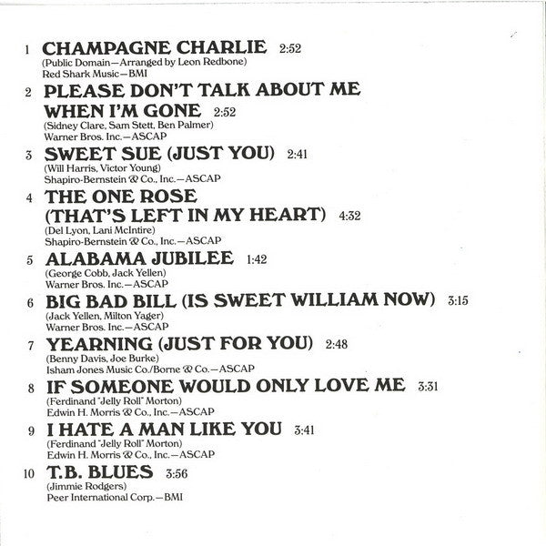 Leon Redbone : Champagne Charlie (CD, Album, RE, RP)