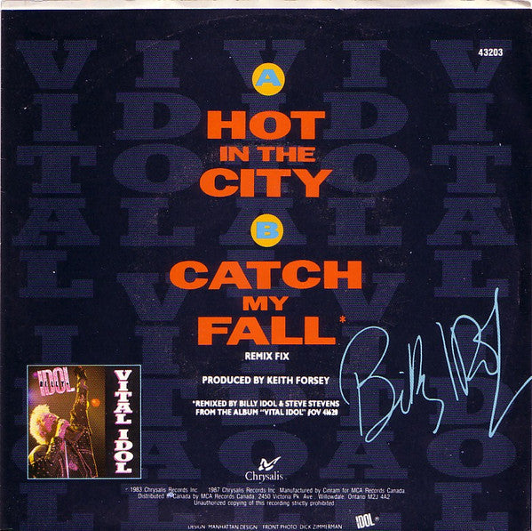 Billy Idol : Hot In The City (7", Single, RE)