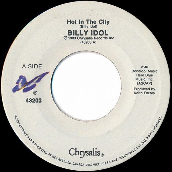 Billy Idol : Hot In The City (7", Single, RE)
