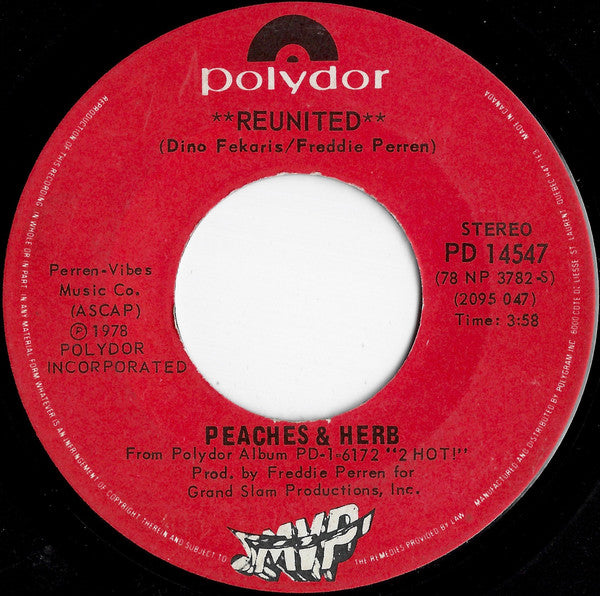 Peaches & Herb : Reunited (7", Single)