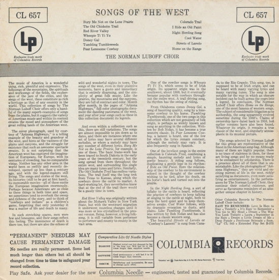 Norman Luboff Choir : Songs Of The West (LP, Album)