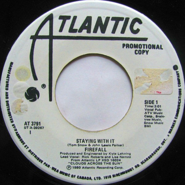 Firefall : Staying With It (7", Single, Promo)