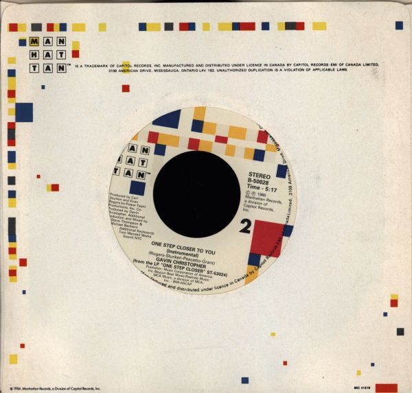 Gavin Christopher : One Step Closer To You (7")