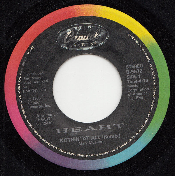 Heart : Nothin' At All (7", Single)