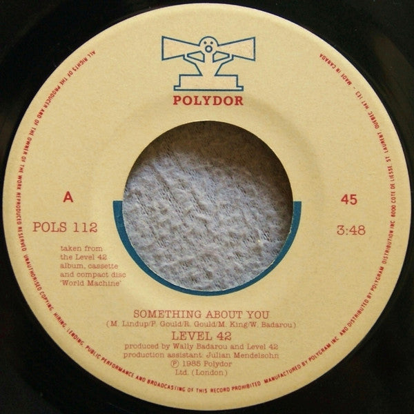 Level 42 : Something About You (7", Single)