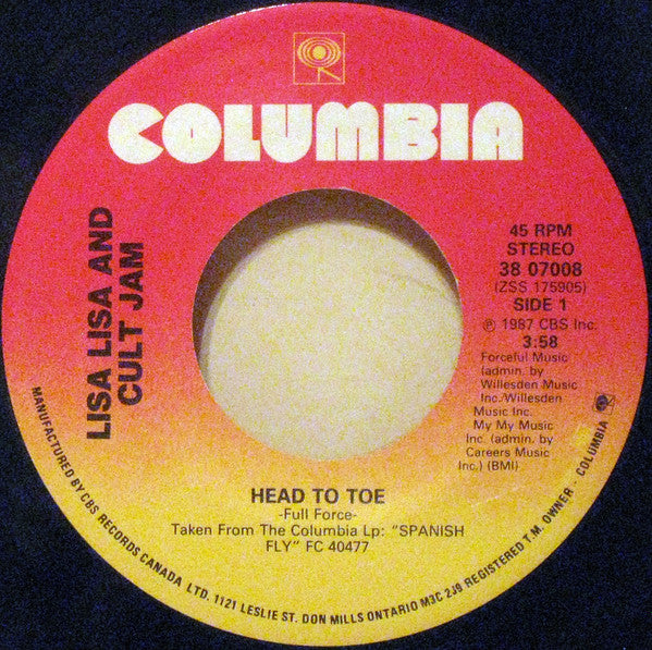 Lisa Lisa & Cult Jam : Head To Toe (7", Single)