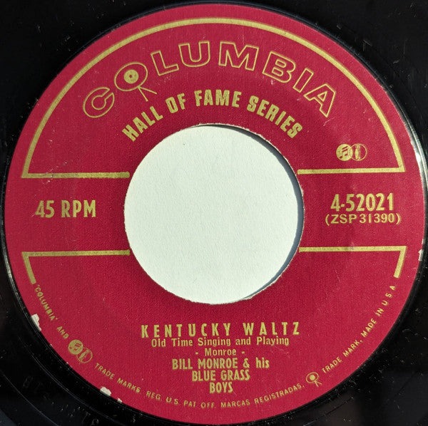 Bill Monroe & His Blue Grass Boys : Kentucky Waltz / Footprints In The Snow (7")