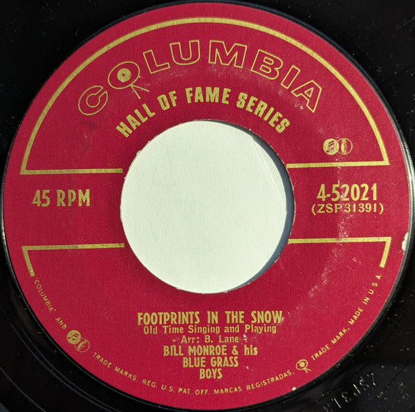 Bill Monroe & His Blue Grass Boys : Kentucky Waltz / Footprints In The Snow (7")