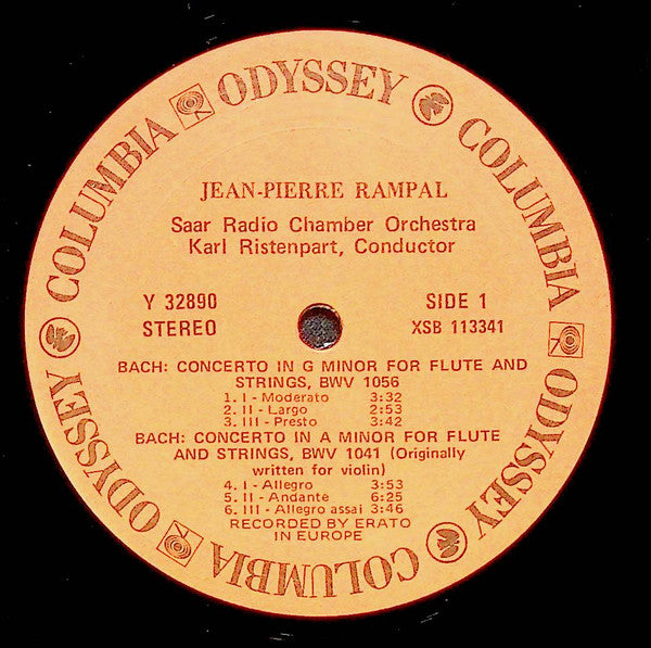 Jean-Pierre Rampal, Bach* / Telemann* : Saar Radio Chamber Orchestra*, Karl Ristenpart : Flute Concertos In G Minor And A Minor / Flute Concertos In C Major And D Major (LP, Album)